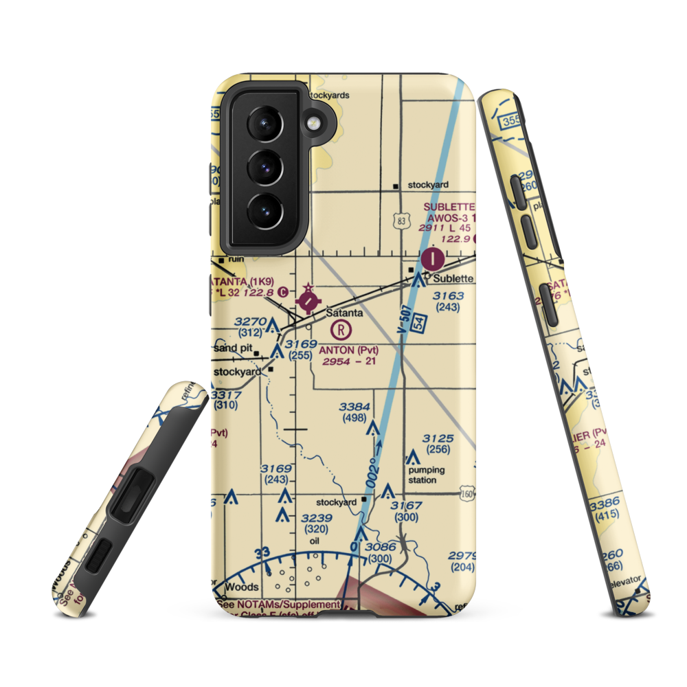 Anton Flying Uv Airport (SN98) VFR Sectional Samsung Phone Case Samsung Galaxy S21 FE model shown