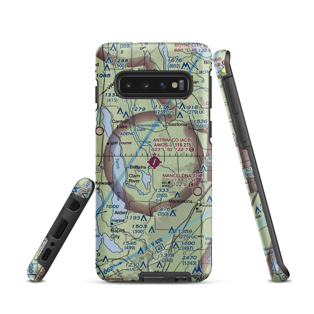 Antrim County Airport (ACB) VFR Sectional Samsung Phone Case Samsung Galaxy S10 model shown
