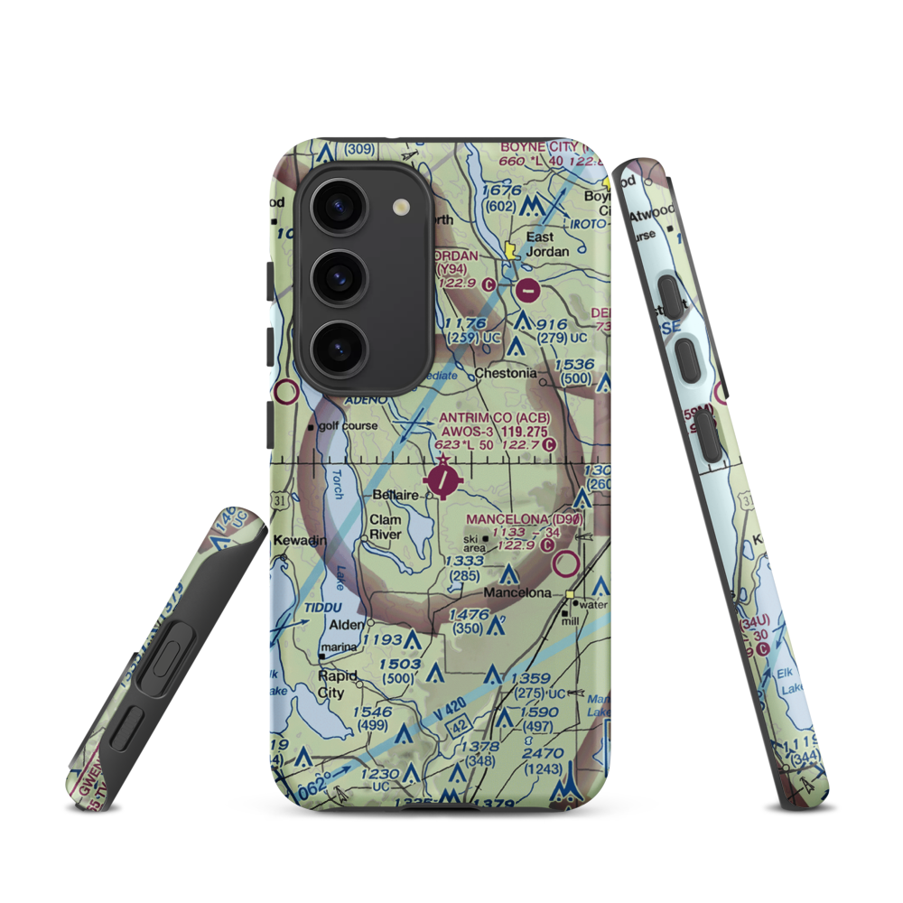 Antrim County Airport (ACB) VFR Sectional Samsung Phone Case Samsung Galaxy S23 model shown