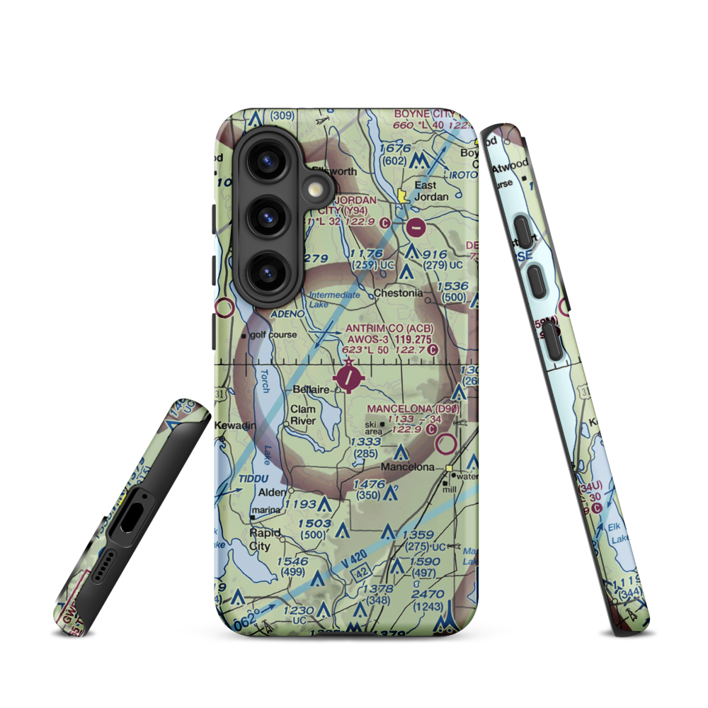 Antrim County Airport (ACB) VFR Sectional Samsung Phone Case Samsung Galaxy S24 model shown