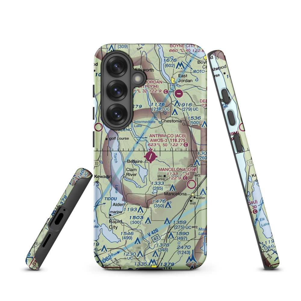 Antrim County Airport (ACB) VFR Sectional Samsung Phone Case Samsung Galaxy S25 model shown