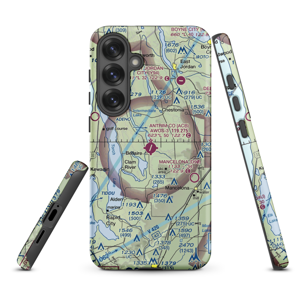 Antrim County Airport (ACB) VFR Sectional Samsung Phone Case Samsung Galaxy S25 Plus model shown