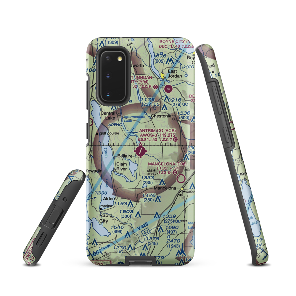 Antrim County Airport (ACB) VFR Sectional Samsung Phone Case Samsung Galaxy S20 model shown