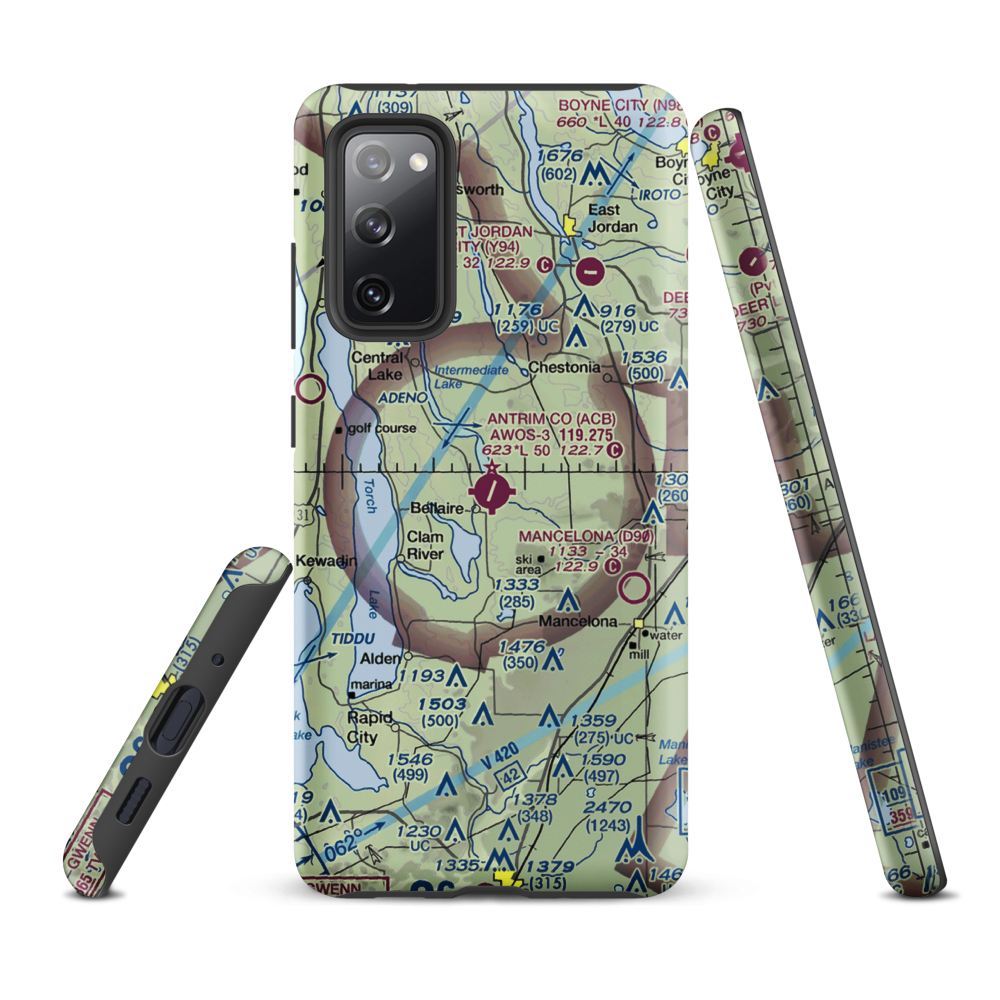 Antrim County Airport (ACB) VFR Sectional Samsung Phone Case Samsung Galaxy S20 FE model shown