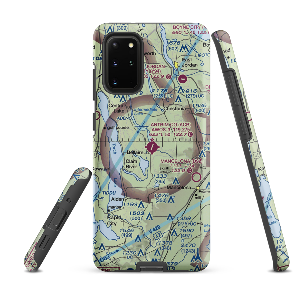 Antrim County Airport (ACB) VFR Sectional Samsung Phone Case Samsung Galaxy S20 Plus model shown