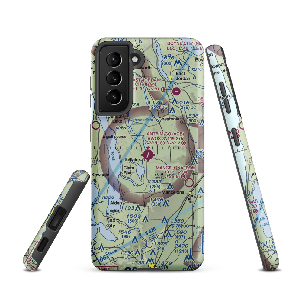 Antrim County Airport (ACB) VFR Sectional Samsung Phone Case Samsung Galaxy S21 model shown