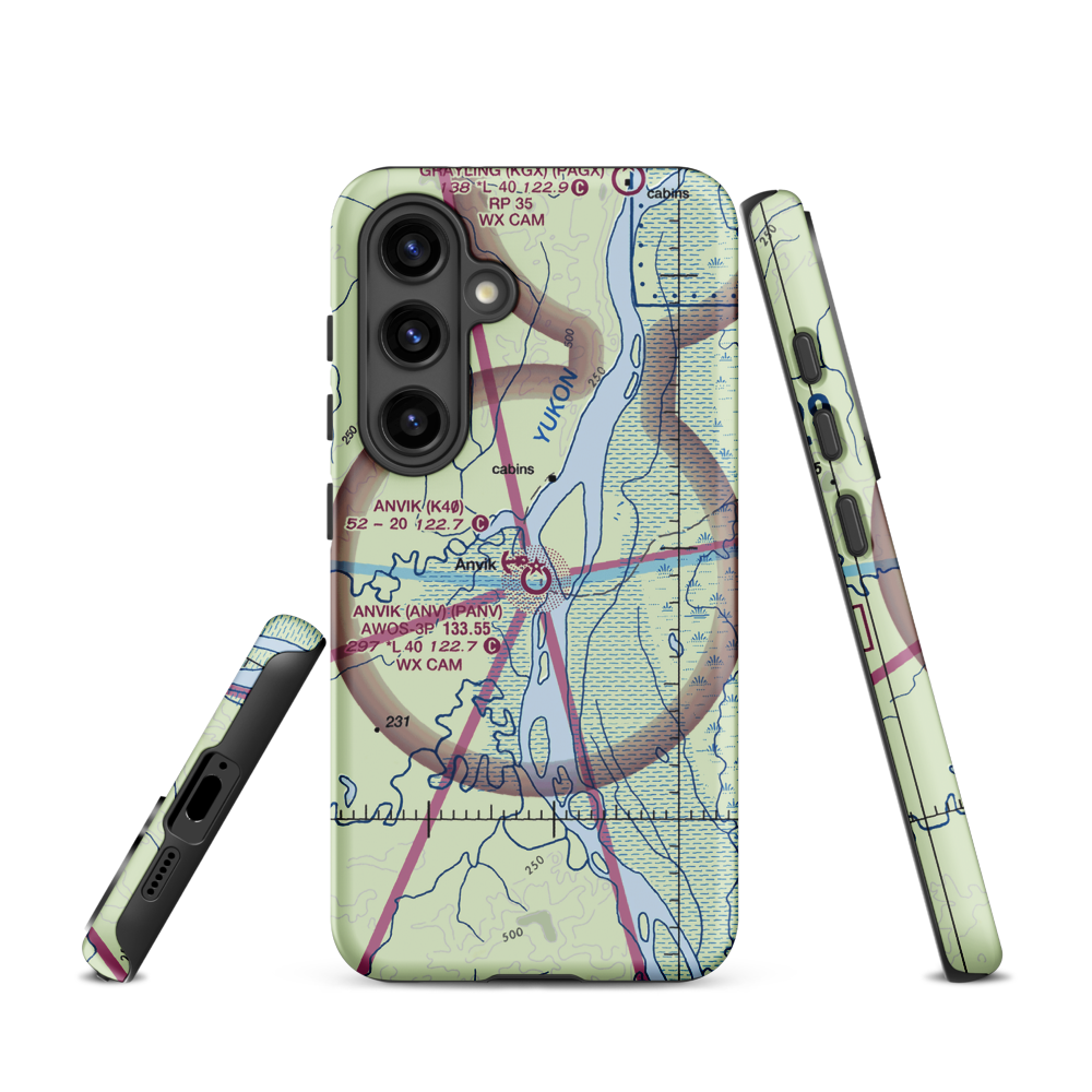 Anvik Airport (ANV) VFR Sectional Samsung Phone Case Samsung Galaxy S24 model shown