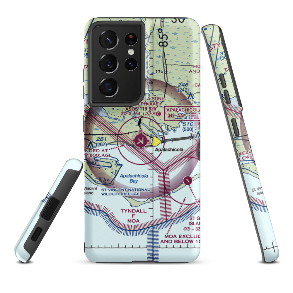 Apalachicola Regional Airport (AAF) VFR Sectional Samsung Phone Case Samsung Galaxy S21 Plus model shown
