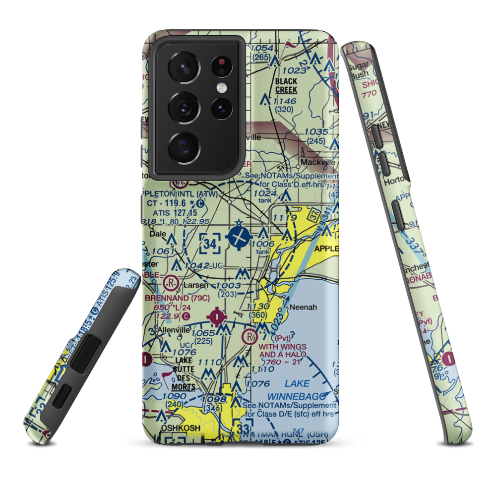 Appleton International Airport (ATW) VFR Sectional Samsung Phone Case Samsung Galaxy S21 Ultra model shown