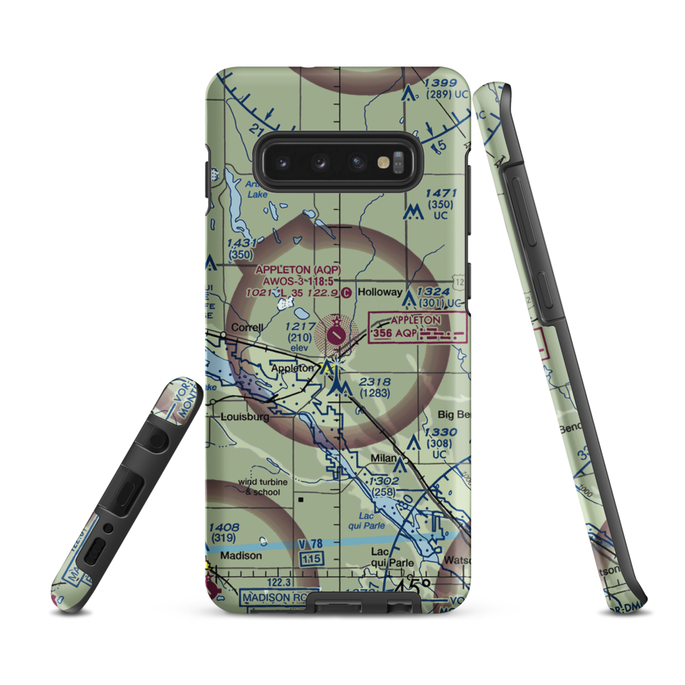 Appleton Municipal Airport (AQP) VFR Sectional Samsung Phone Case Samsung Galaxy S10 Plus model shown