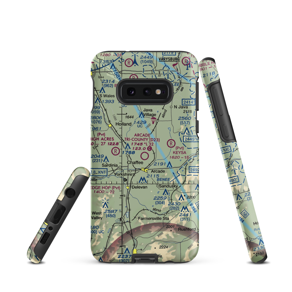 Arcade Tri County Airport (D23) VFR Sectional Samsung Phone Case Samsung Galaxy S10 Plus model shown