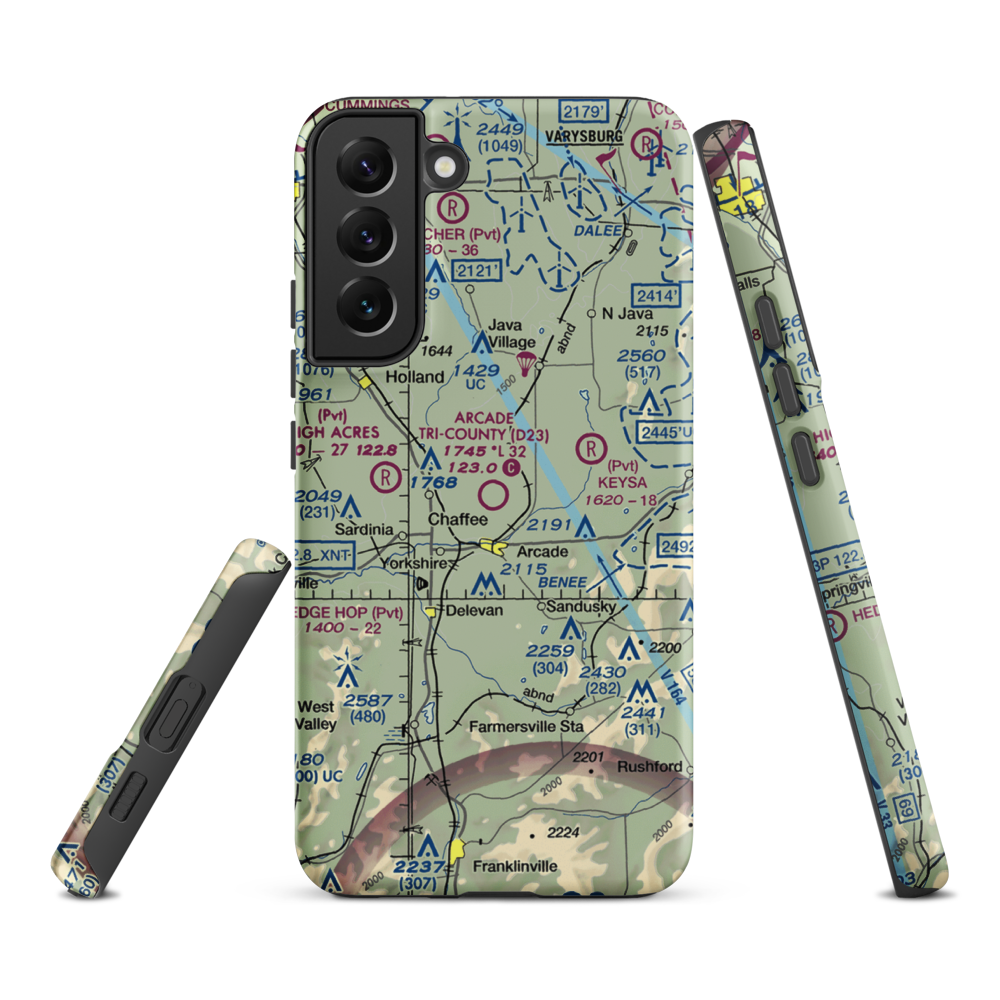 Arcade Tri County Airport (D23) VFR Sectional Samsung Phone Case Samsung Galaxy S22 Plus model shown