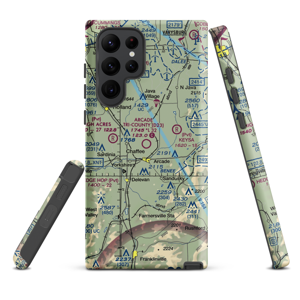Arcade Tri County Airport (D23) VFR Sectional Samsung Phone Case Samsung Galaxy S22 Ultra model shown