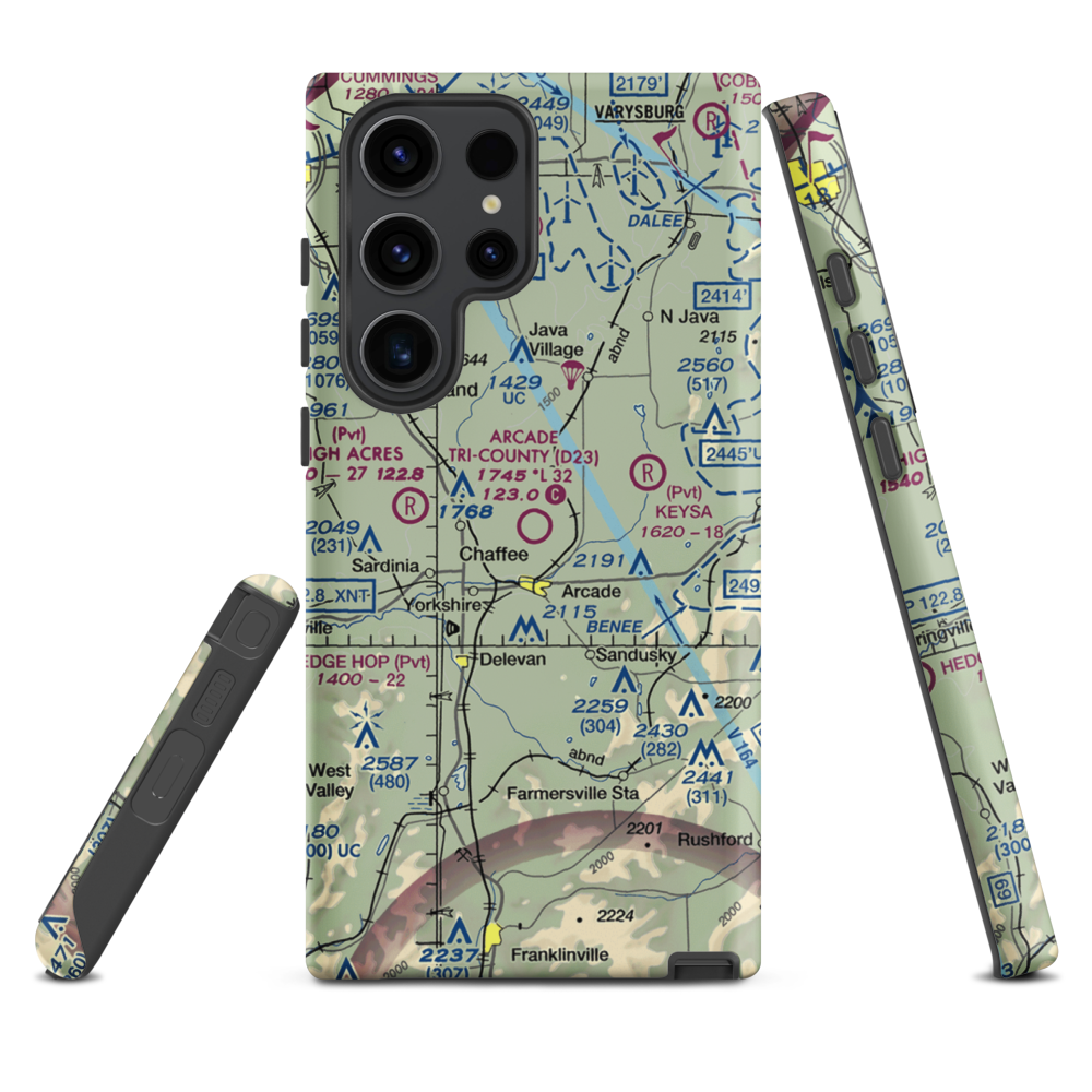 Arcade Tri County Airport (D23) VFR Sectional Samsung Phone Case Samsung Galaxy S23 Ultra model shown