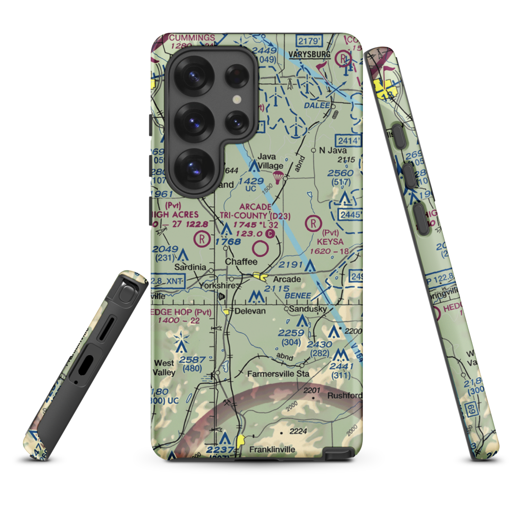 Arcade Tri County Airport (D23) VFR Sectional Samsung Phone Case Samsung Galaxy S25 Ultra model shown