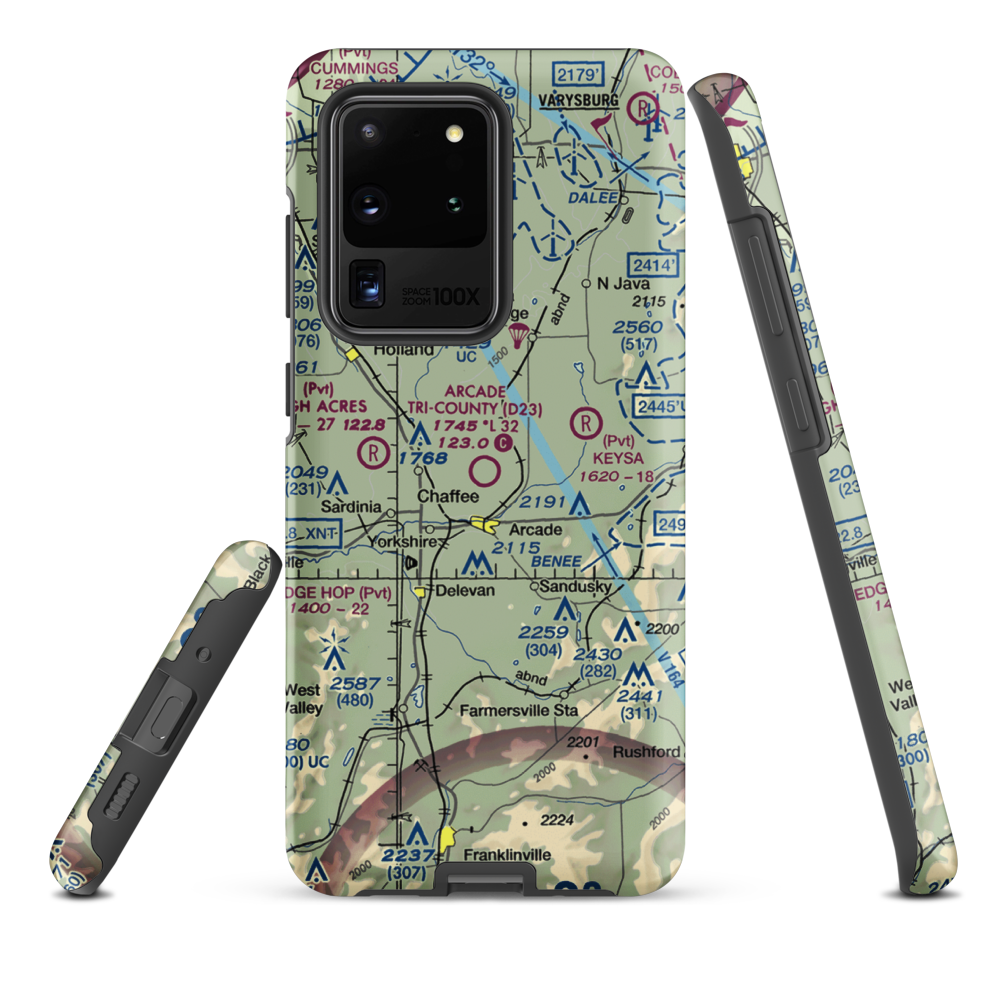 Arcade Tri County Airport (D23) VFR Sectional Samsung Phone Case Samsung Galaxy S20 Ultra model shown