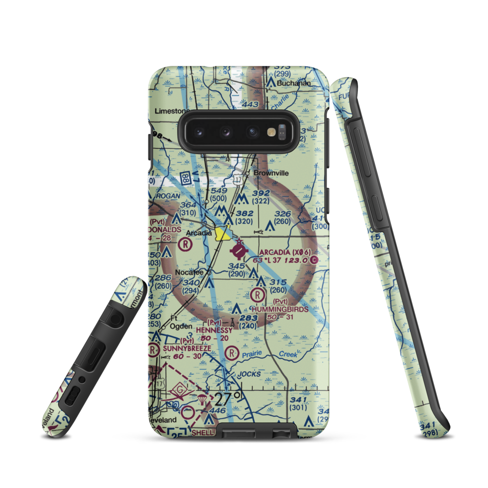 Arcadia Municipal Airport (X06) VFR Sectional Samsung Phone Case Samsung Galaxy S10 model shown