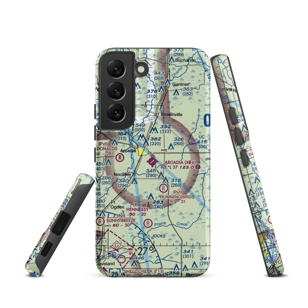 Arcadia Municipal Airport (X06) VFR Sectional Samsung Phone Case Samsung Galaxy S22 model shown