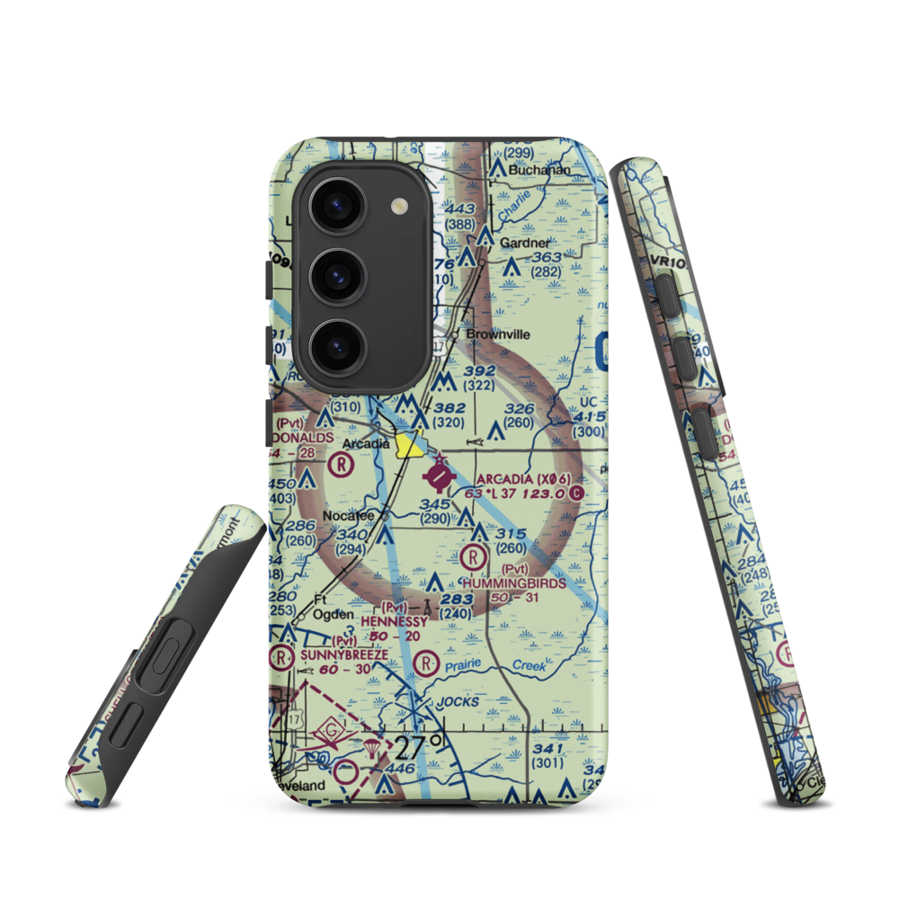 Arcadia Municipal Airport (X06) VFR Sectional Samsung Phone Case Samsung Galaxy S23 model shown