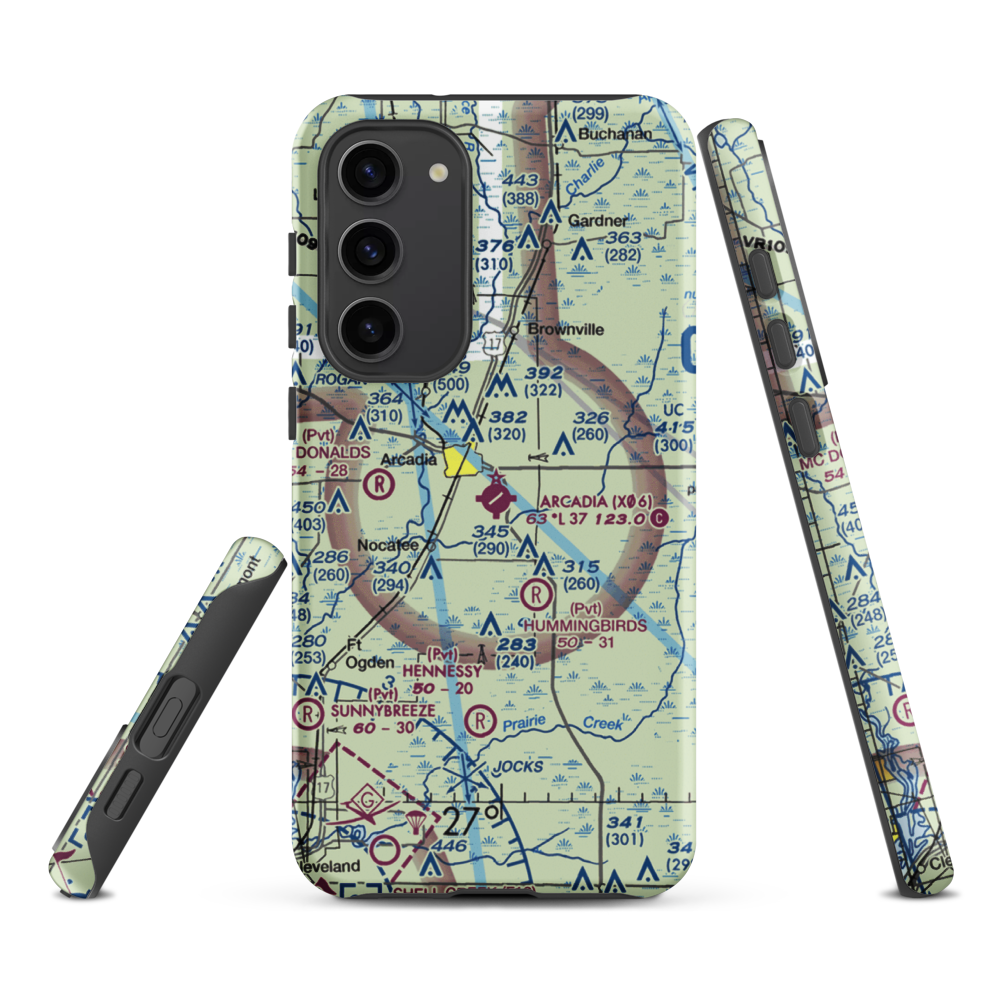 Arcadia Municipal Airport (X06) VFR Sectional Samsung Phone Case Samsung Galaxy S23 Plus model shown