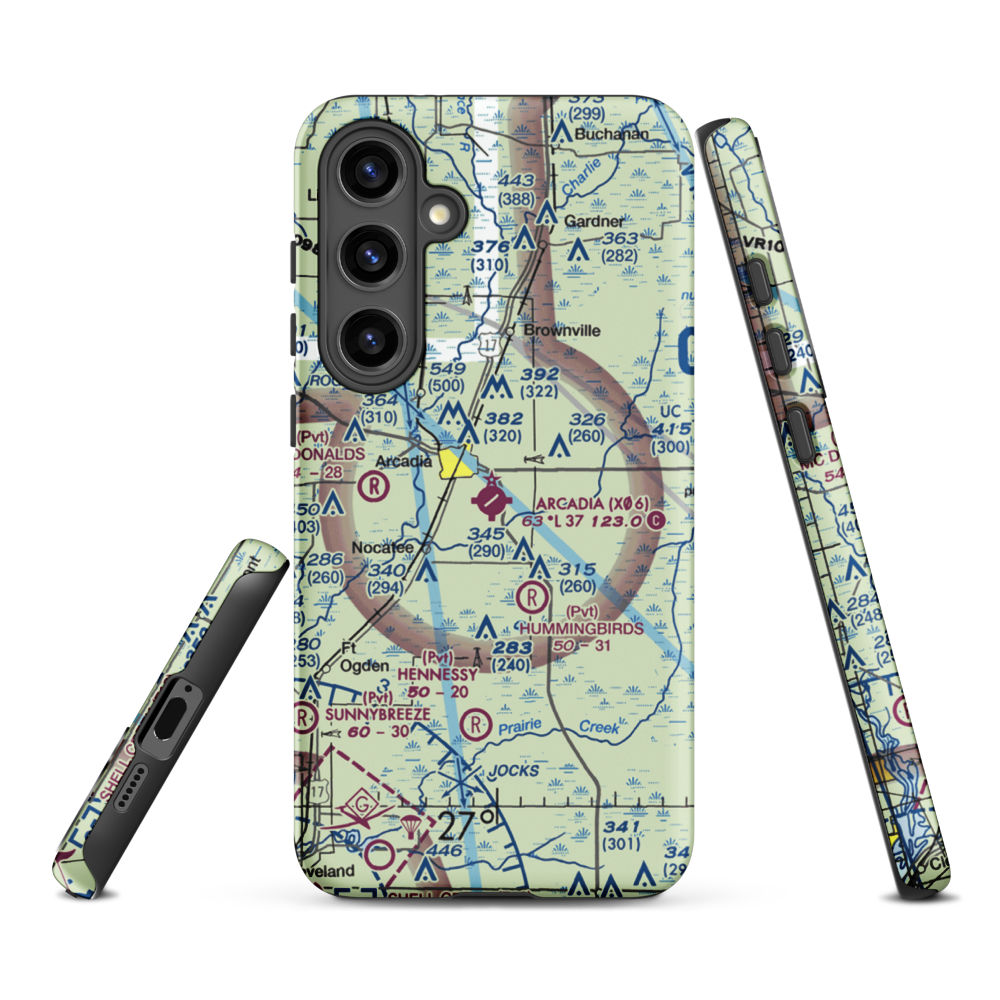 Arcadia Municipal Airport (X06) VFR Sectional Samsung Phone Case Samsung Galaxy S24 Plus model shown