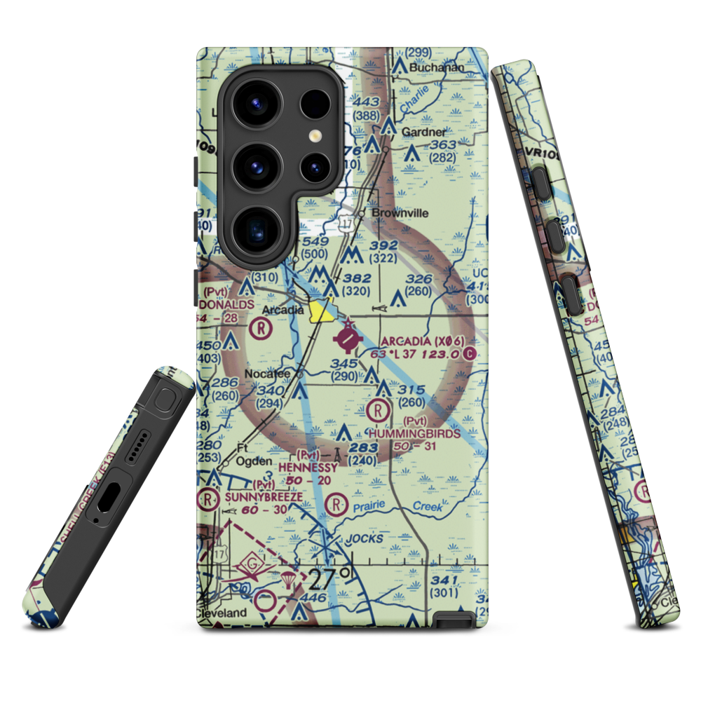Arcadia Municipal Airport (X06) VFR Sectional Samsung Phone Case Samsung Galaxy S24 Ultra model shown