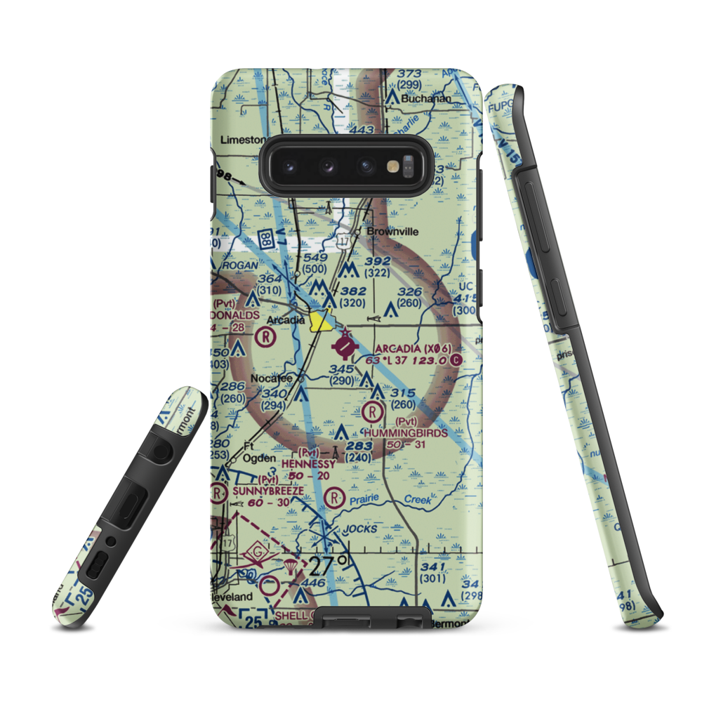 Arcadia Municipal Airport (X06) VFR Sectional Samsung Phone Case Samsung Galaxy S10e model shown