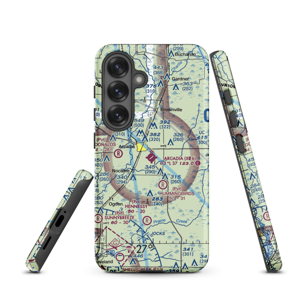 Arcadia Municipal Airport (X06) VFR Sectional Samsung Phone Case Samsung Galaxy S25 model shown