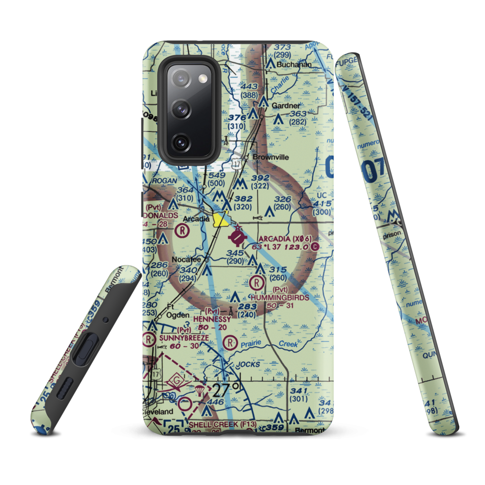 Arcadia Municipal Airport (X06) VFR Sectional Samsung Phone Case Samsung Galaxy S20 FE model shown
