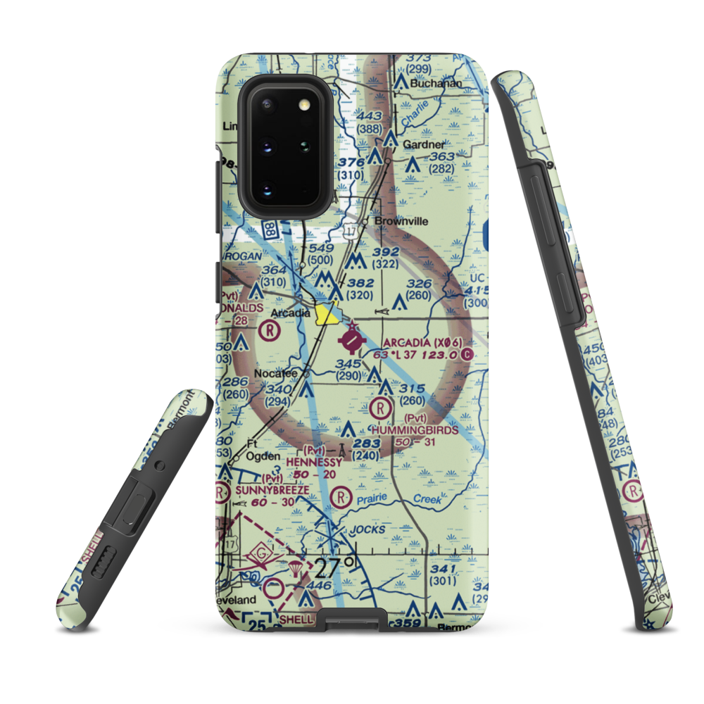 Arcadia Municipal Airport (X06) VFR Sectional Samsung Phone Case Samsung Galaxy S20 Plus model shown