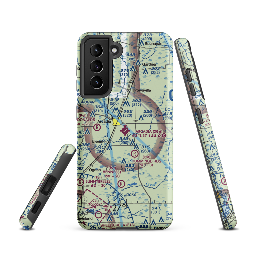 Arcadia Municipal Airport (X06) VFR Sectional Samsung Phone Case Samsung Galaxy S21 model shown