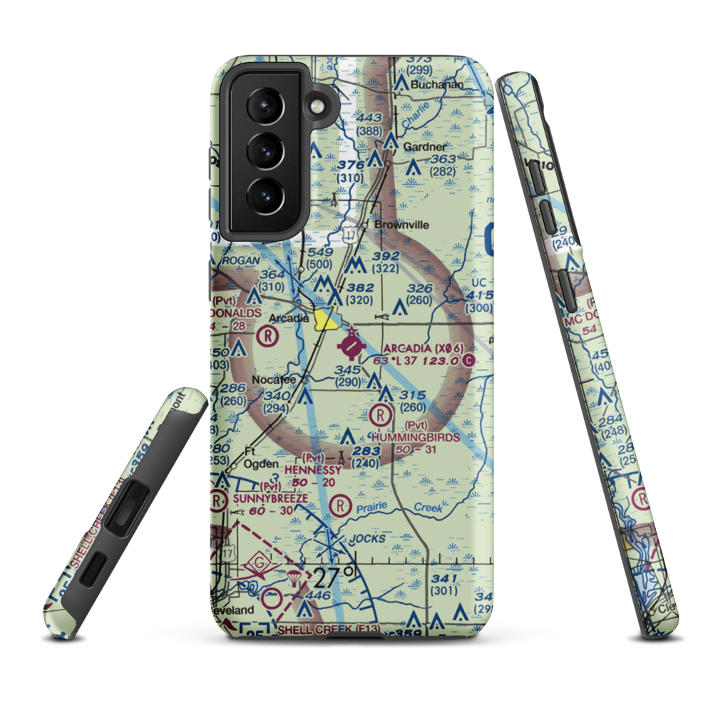 Arcadia Municipal Airport (X06) VFR Sectional Samsung Phone Case Samsung Galaxy S21 Plus model shown