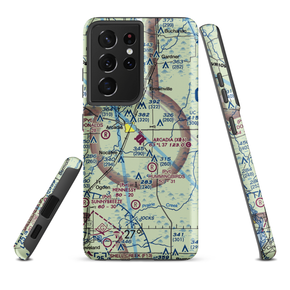 Arcadia Municipal Airport (X06) VFR Sectional Samsung Phone Case Samsung Galaxy S21 Ultra model shown