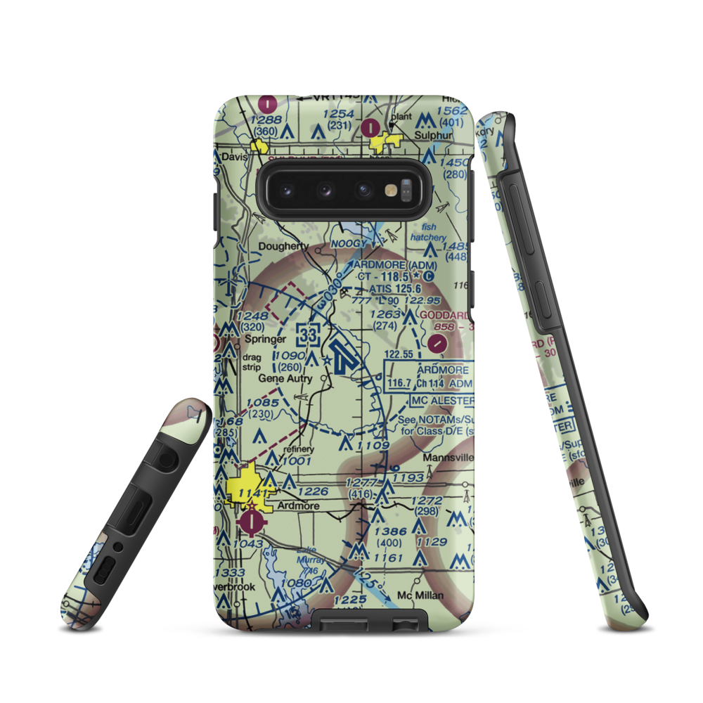 Ardmore Municipal Airport (ADM) VFR Sectional Samsung Phone Case Samsung Galaxy S10 model shown