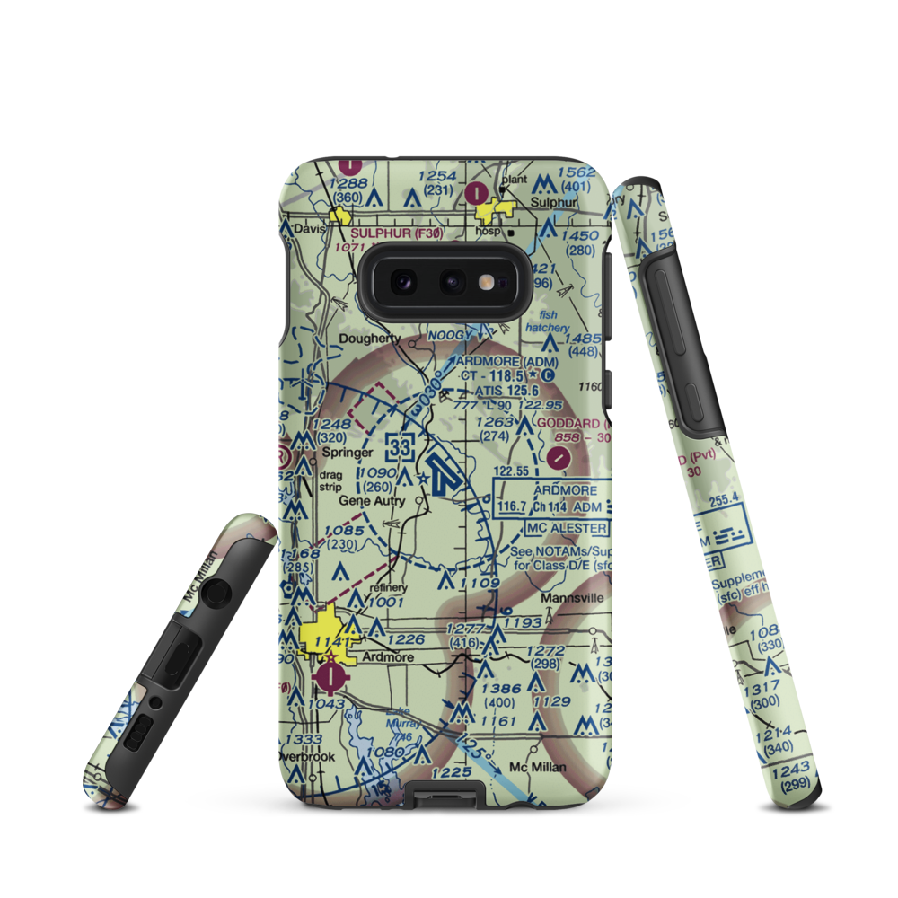 Ardmore Municipal Airport (ADM) VFR Sectional Samsung Phone Case Samsung Galaxy S10e model shown
