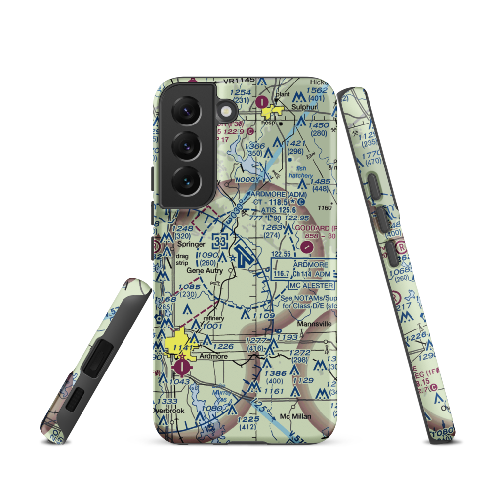 Ardmore Municipal Airport (ADM) VFR Sectional Samsung Phone Case Samsung Galaxy S22 model shown