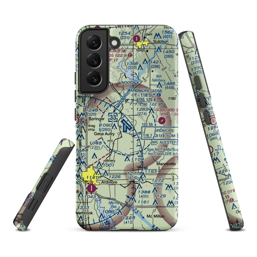 Ardmore Municipal Airport (ADM) VFR Sectional Samsung Phone Case Samsung Galaxy S22 Plus model shown