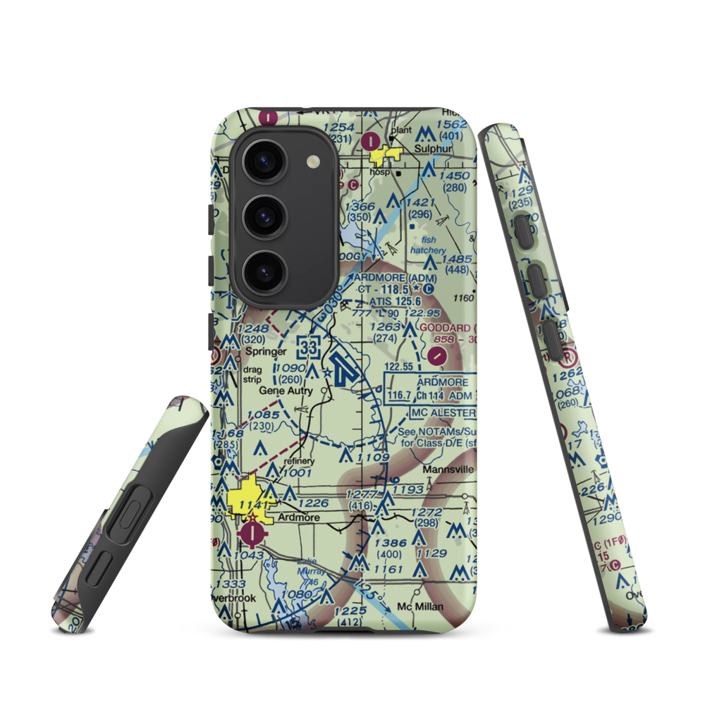 Ardmore Municipal Airport (ADM) VFR Sectional Samsung Phone Case Samsung Galaxy S23 model shown