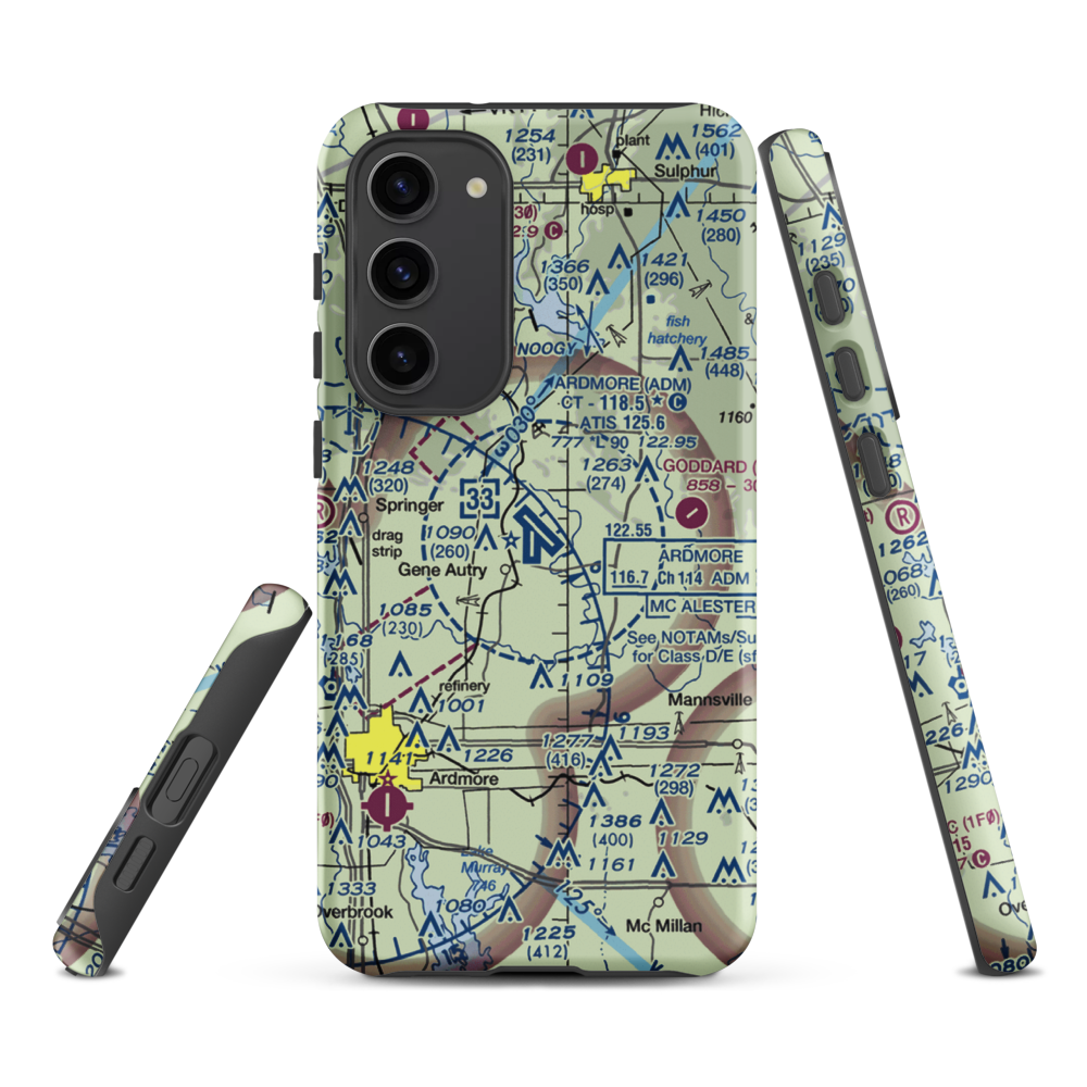 Ardmore Municipal Airport (ADM) VFR Sectional Samsung Phone Case Samsung Galaxy S23 Plus model shown