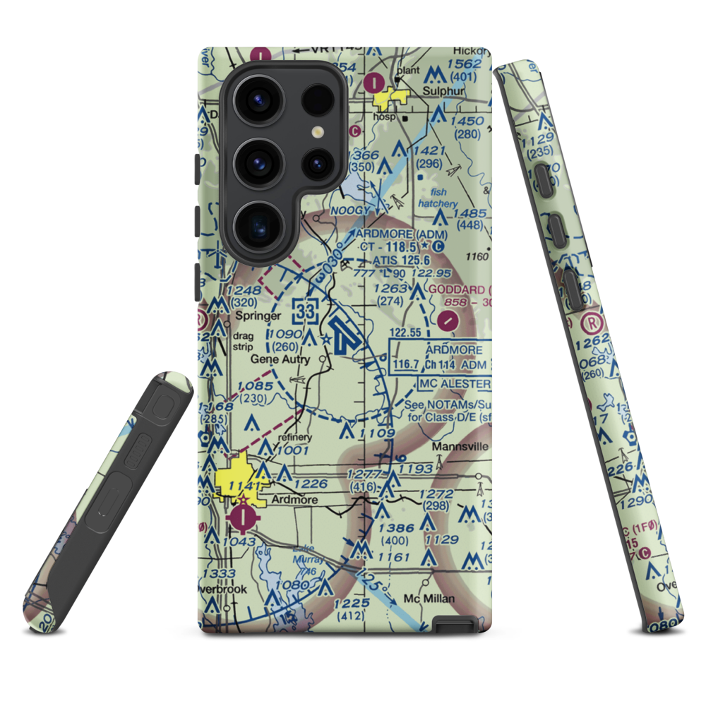 Ardmore Municipal Airport (ADM) VFR Sectional Samsung Phone Case Samsung Galaxy S23 Ultra model shown