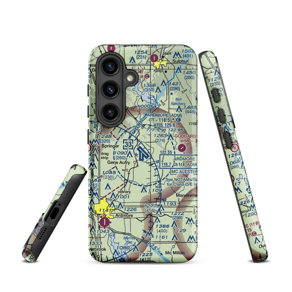 Ardmore Municipal Airport (ADM) VFR Sectional Samsung Phone Case Samsung Galaxy S24 model shown