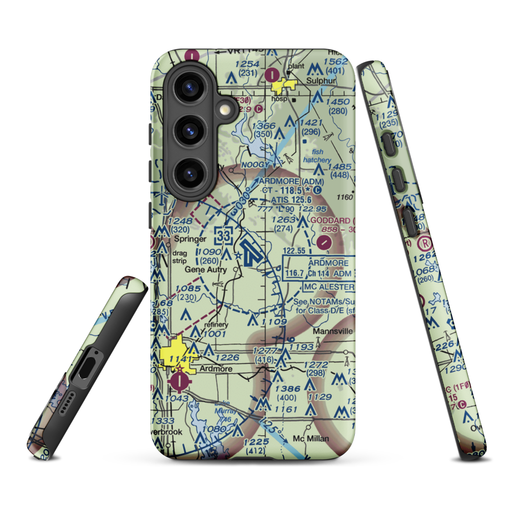 Ardmore Municipal Airport (ADM) VFR Sectional Samsung Phone Case Samsung Galaxy S24 Plus model shown