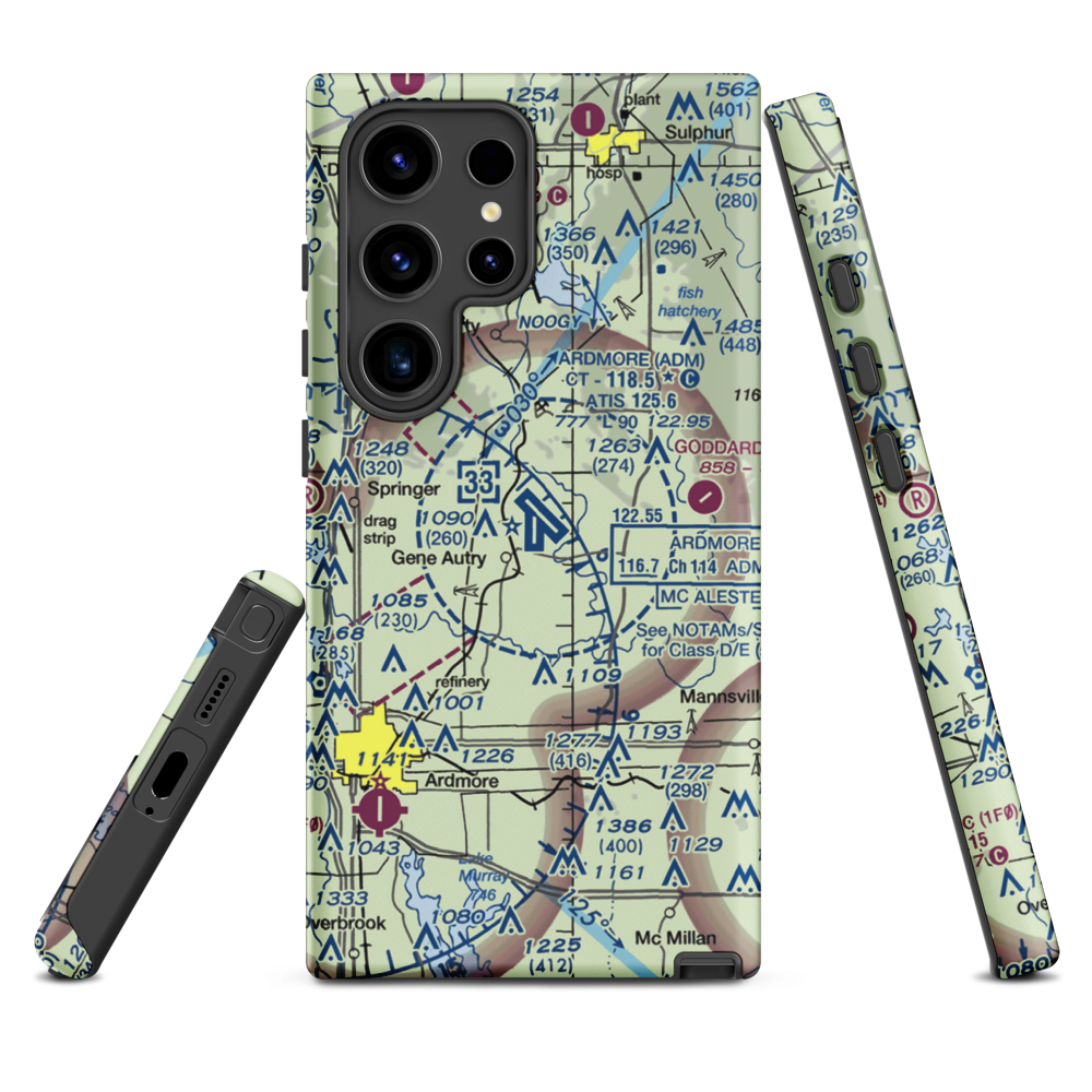 Ardmore Municipal Airport (ADM) VFR Sectional Samsung Phone Case Samsung Galaxy S24 Ultra model shown