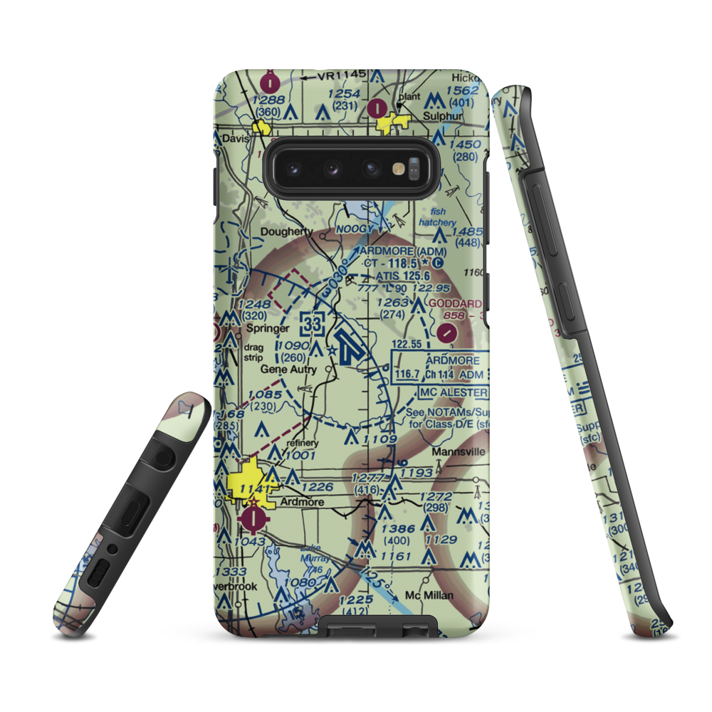 Ardmore Municipal Airport (ADM) VFR Sectional Samsung Phone Case Samsung Galaxy S10 Plus model shown