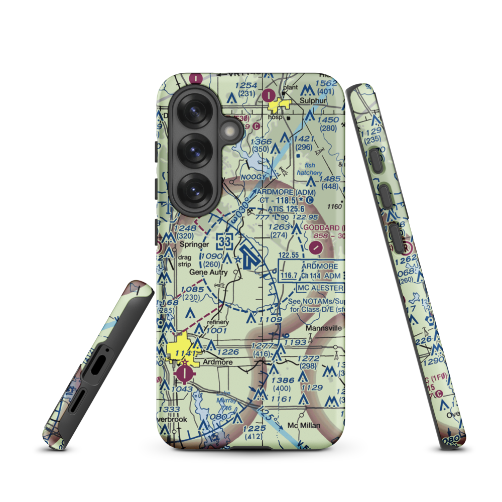 Ardmore Municipal Airport (ADM) VFR Sectional Samsung Phone Case Samsung Galaxy S25 model shown