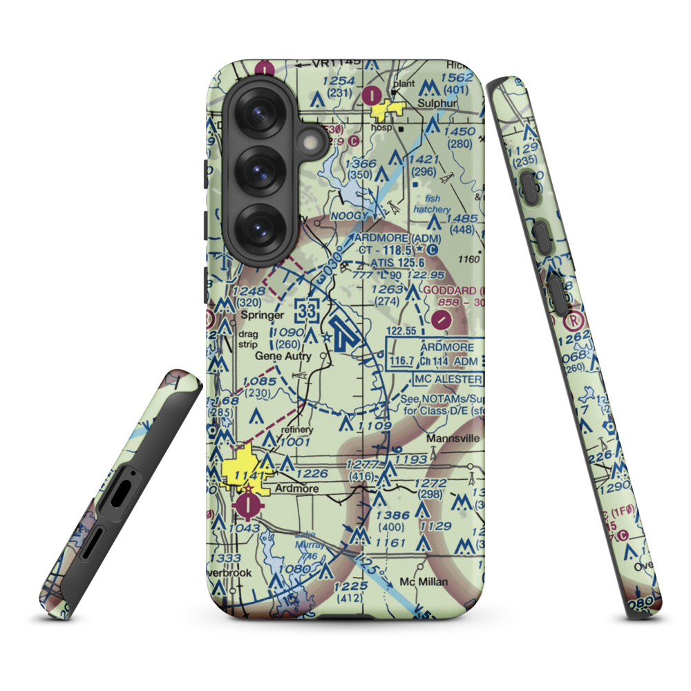 Ardmore Municipal Airport (ADM) VFR Sectional Samsung Phone Case Samsung Galaxy S25 Plus model shown