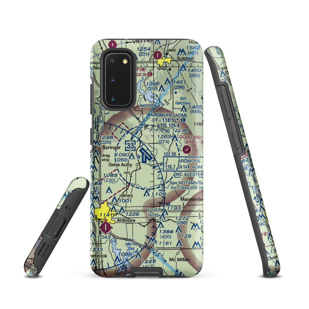 Ardmore Municipal Airport (ADM) VFR Sectional Samsung Phone Case Samsung Galaxy S20 model shown