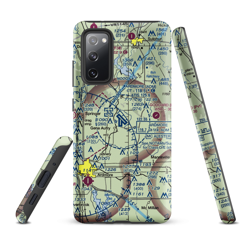Ardmore Municipal Airport (ADM) VFR Sectional Samsung Phone Case Samsung Galaxy S20 FE model shown