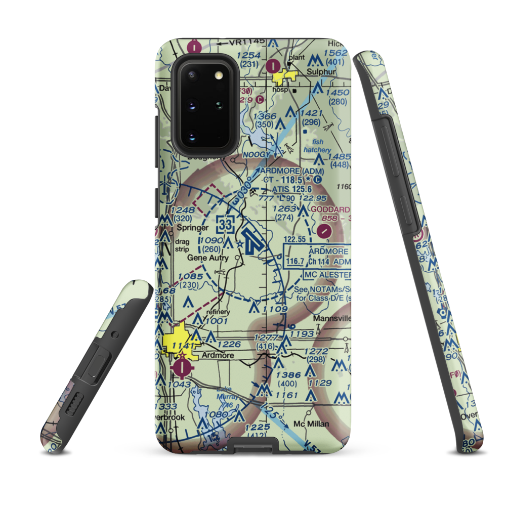 Ardmore Municipal Airport (ADM) VFR Sectional Samsung Phone Case Samsung Galaxy S20 Plus model shown