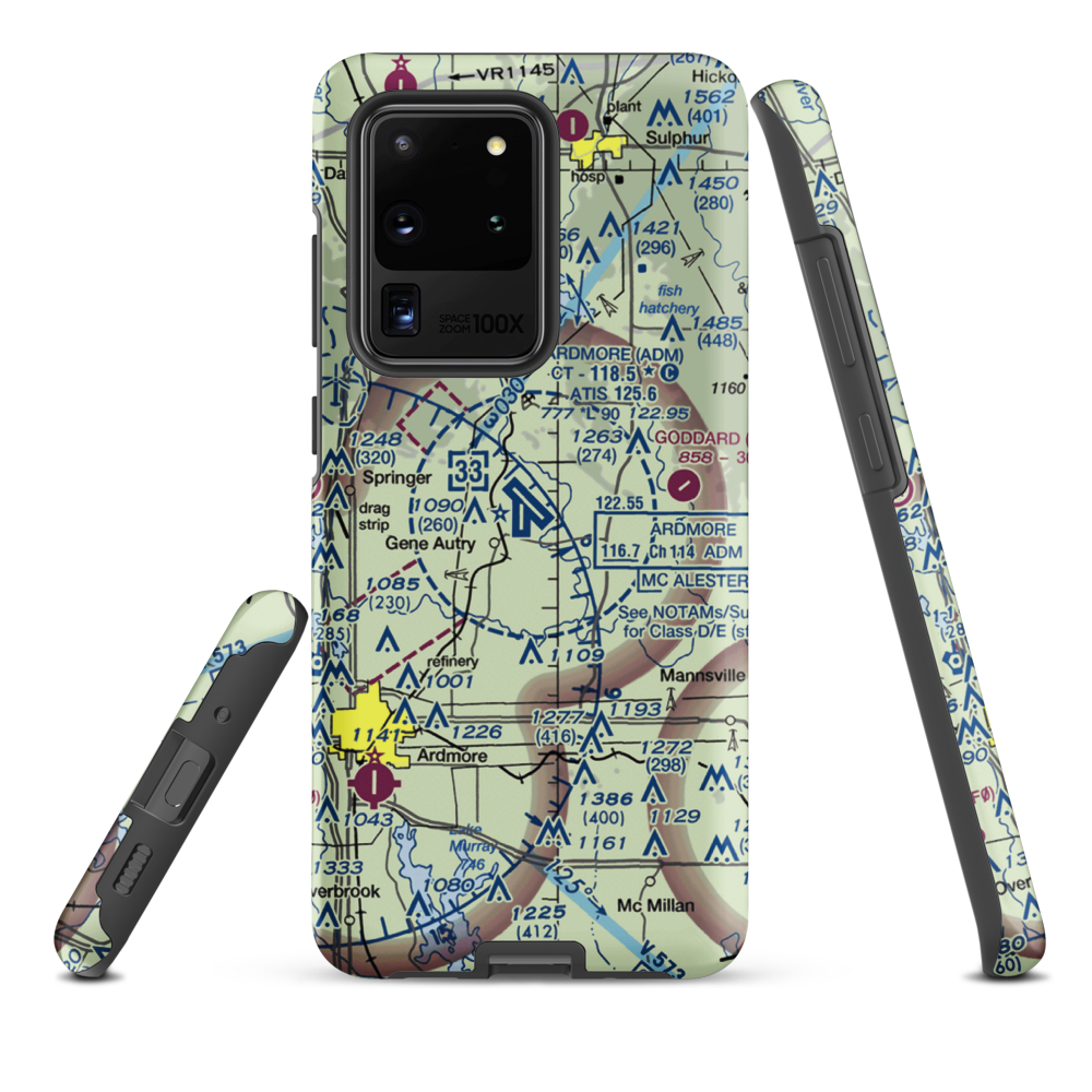 Ardmore Municipal Airport (ADM) VFR Sectional Samsung Phone Case Samsung Galaxy S20 Ultra model shown